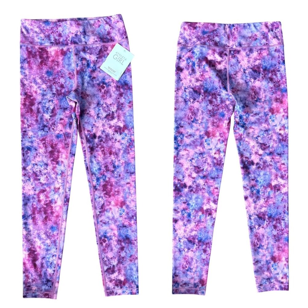 ATHLETA Girl High Rise Chit Chat Tight Leggings Tie Dye Pink 16 XXL NEW NWT
